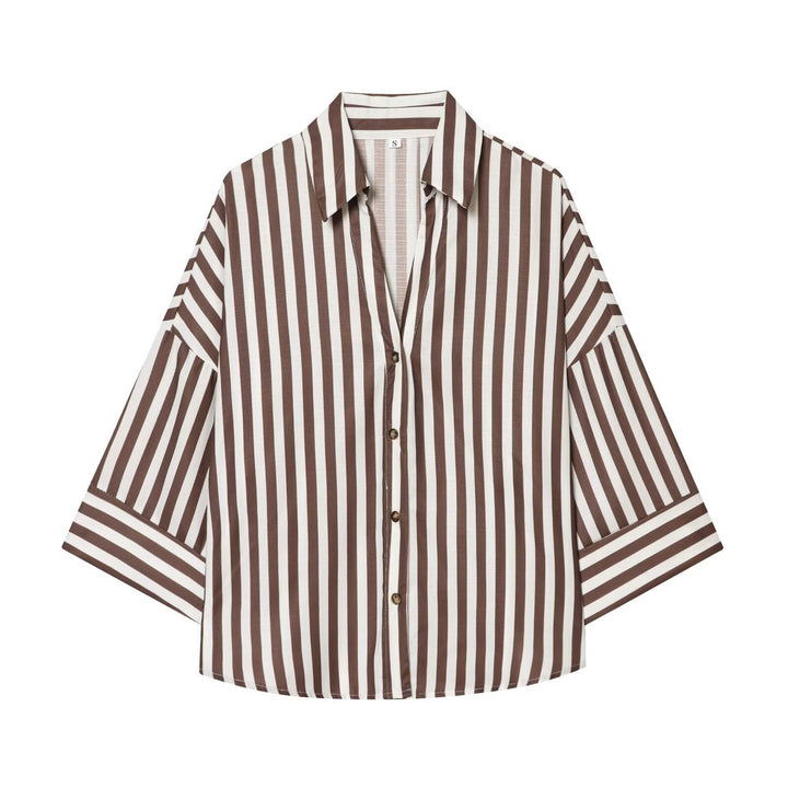 Dame skjorte bluse med afslappet snit og elegante 3/4-ærmer Skovae