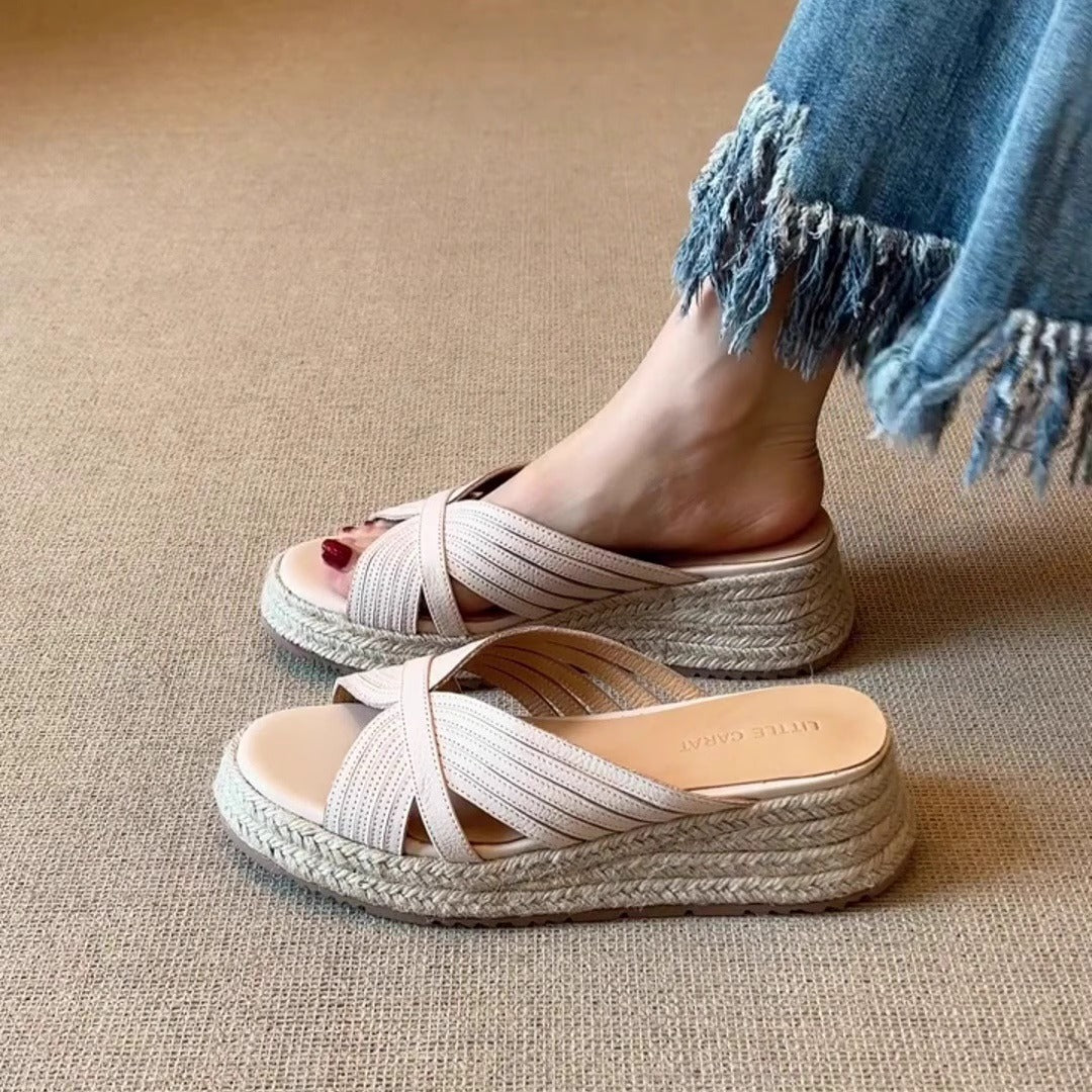 Dame Espadrille Wedge Slide Sandaler Stilla