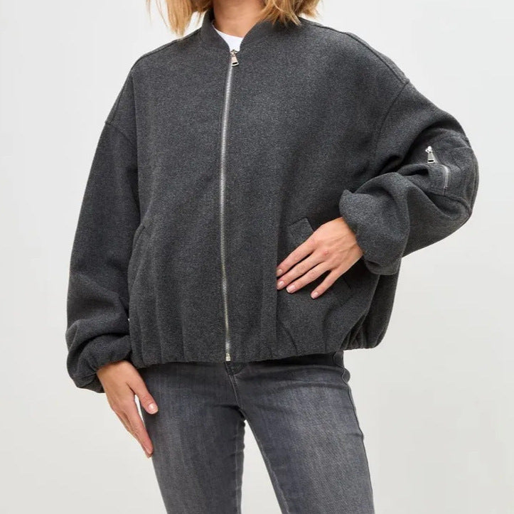 Dame Oversized Vandret Jakke med høj krave og sidelommer Stilla