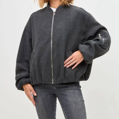 Dame Oversized Vandret Jakke med høj krave og sidelommer Stilla