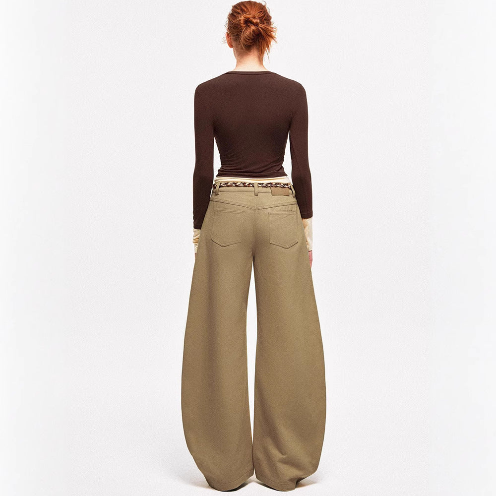 Kvinders brede chino bukser med elegant design og flettet bælte Stilla