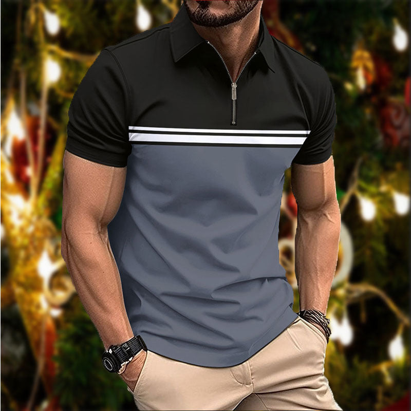 Herrer elegant kortærmet polo-shirt med moderne lynlås Stilla