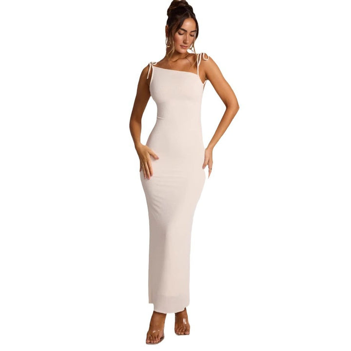 Dame Bodycon Maxikjole med justerbare spaghetti stropper og elegant snit Stilla