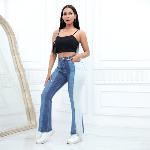 Dame High-Waist Flared Jeans med kreativ farvedesign og figurvenlig pasform Stilla