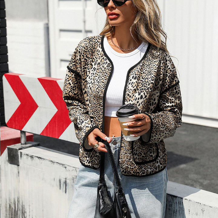 Dame Med Leopard-Print dekoreret Fritidsjakke Stilla