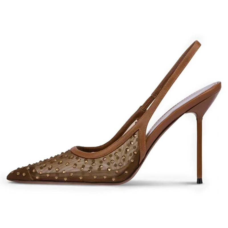 Dame Stiletto Slingback-hæle med dekorativt nitter-design Stilla