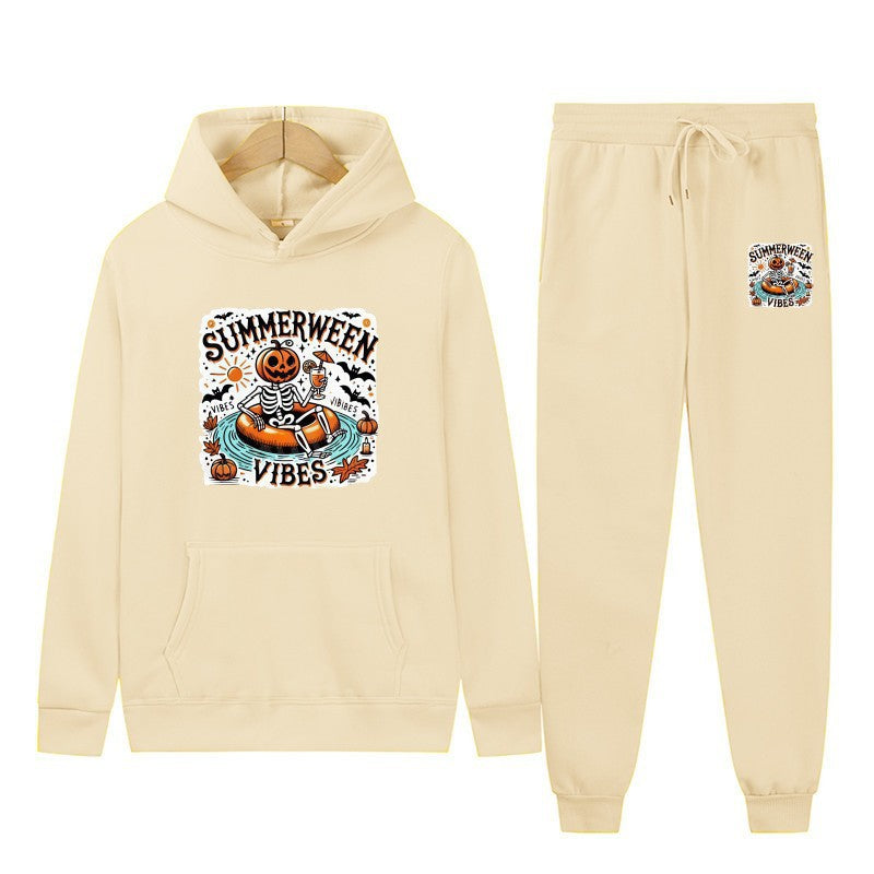 Kvinders hoodie og joggingbukser sæt med festligt Halloween motiv Skovae