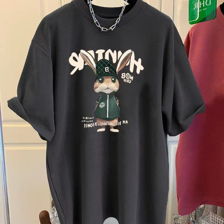 Dame T-shirt med kreativ dyreprint og afslappet pasform Stilla