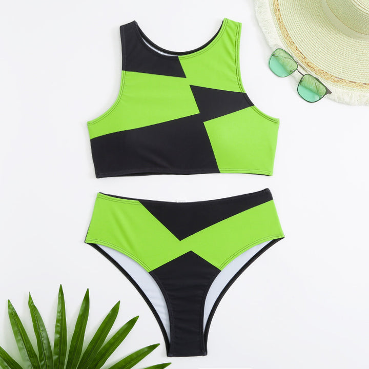 Dame Sporty bikini med geometrisk design og høj talje Stilla