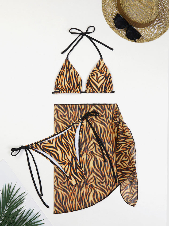 Dame Triangle Bikini Sæt med gennemsigtigt Cover-Up Stilla