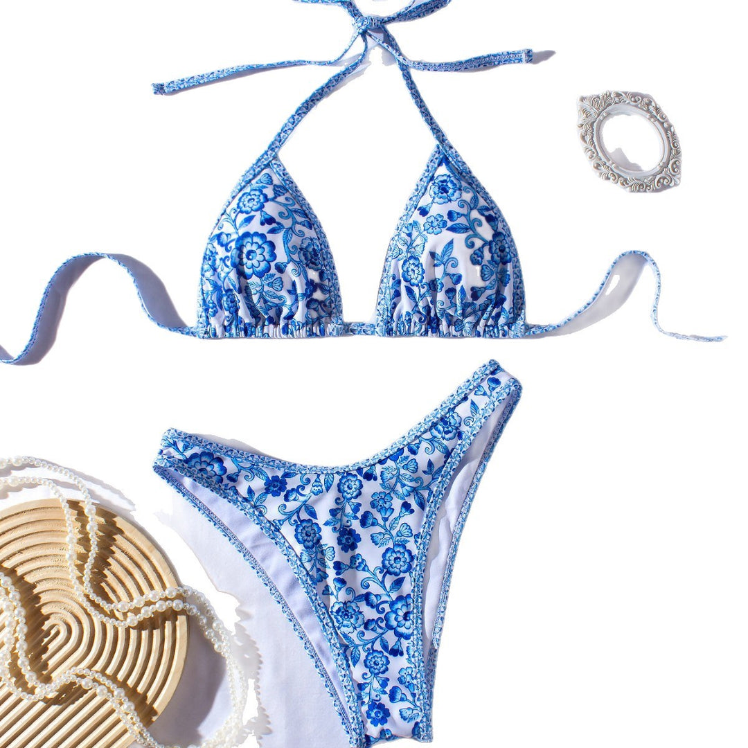 Dame Triangle-Bikini med boho-inspireret blomsterprint Skovae