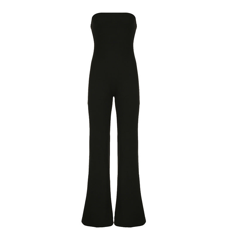 Dame jumpsuit med bredt ben og elastisk taljebånd Skovae