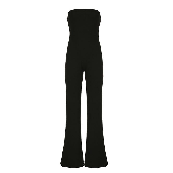 Dame jumpsuit med bredt ben og elastisk taljebånd Skovae