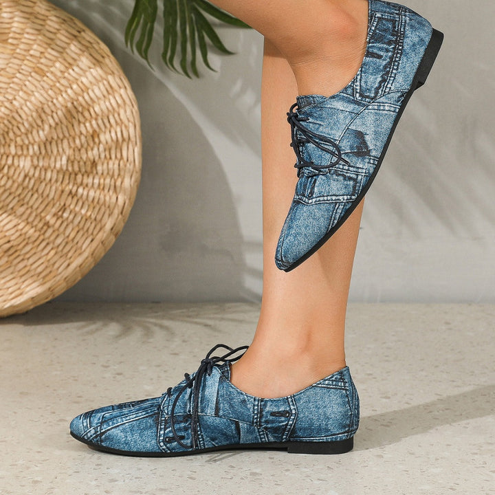 Dame elegante snøresko i denim-look Stilla