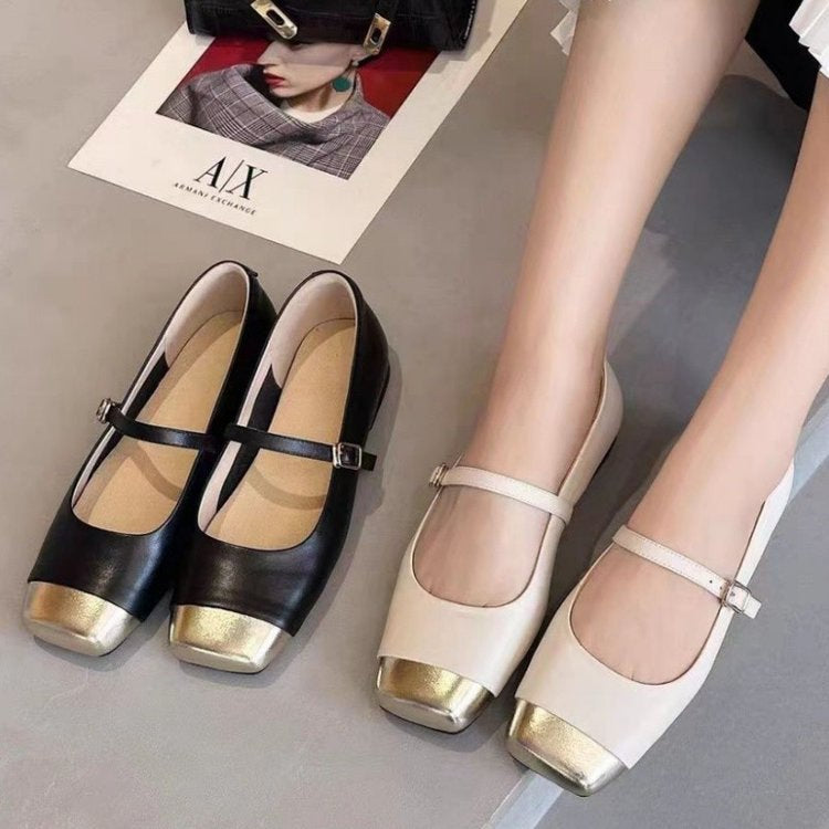 Dame elegante Ballerinas med moderigtige spænde lukning og stilfuldt glimmer element Stilla