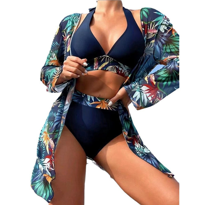 Dame bikini-sæt med stilfuld kimono og høj talje trusser Stilla