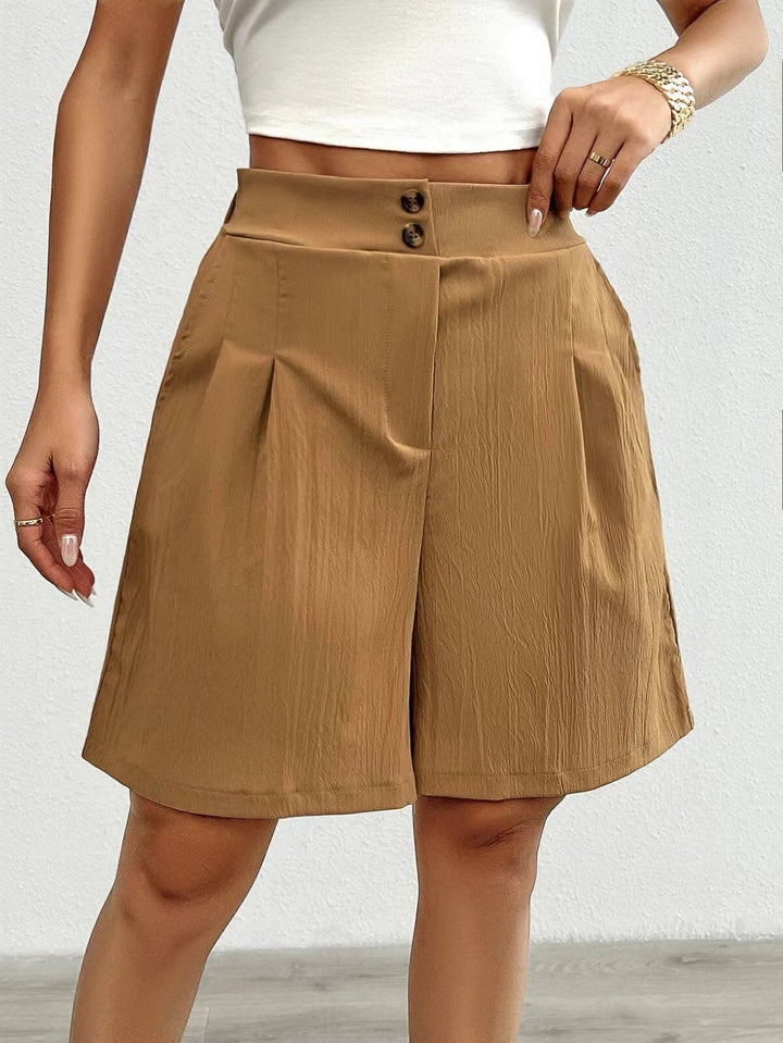 Dame mode shorts med høj talje og elegante folder detaljer Stilla