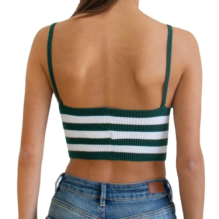 Dame Crop-Top med dyb V-udskæring og stribet design Stilla