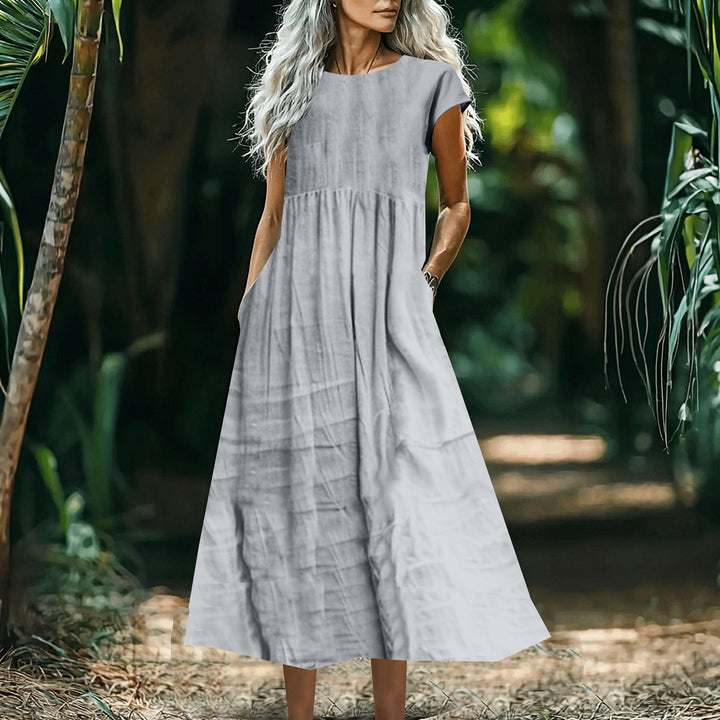 Dame Casual Maxi Kjole med Lomme-Detail Stilla