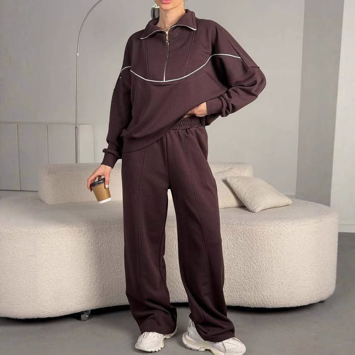 Dame sporty sweat suit sæt med halvlukning og afslappet pasform Skovae