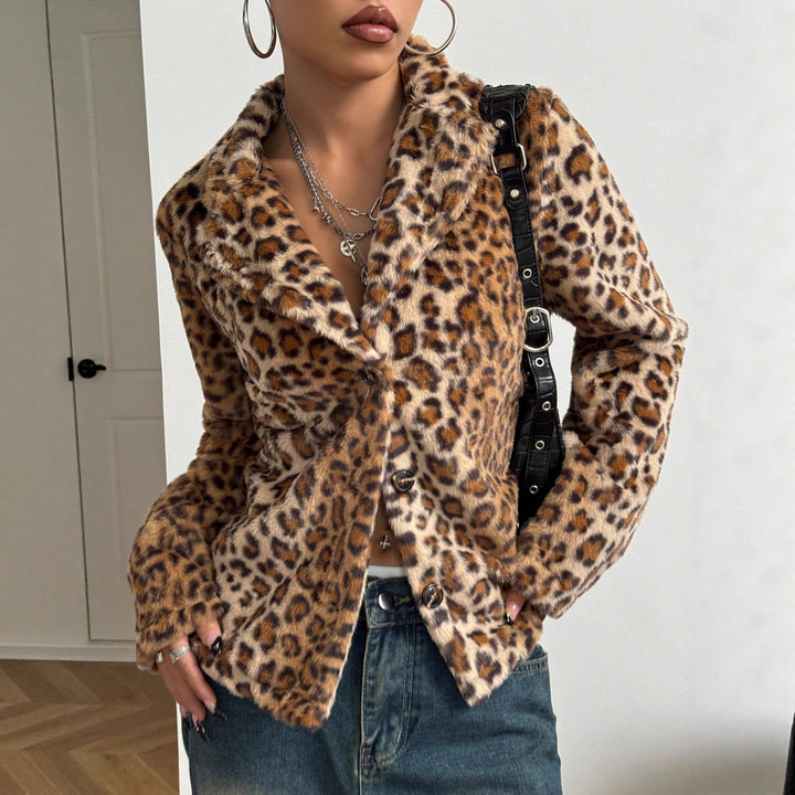 Kvindelig elegant leopardprint blazerjakke Stilla