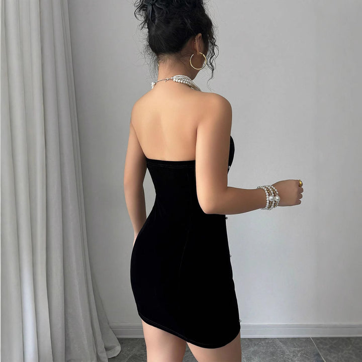 Dame Kvalitets Strapless Minikjole med elegante Perleaccente Stilla