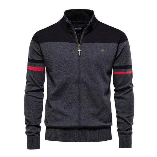 Herrer strikjakke med moderne lynlås og sporty detaljer Stilla