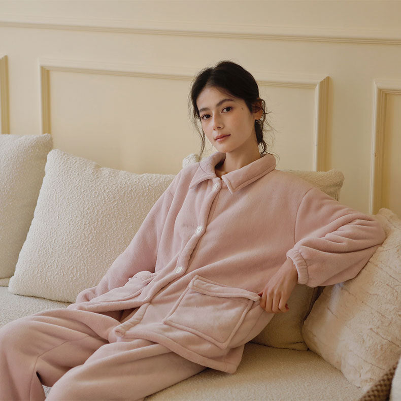 Dame Fleece Oversized jakke med lommer og knaplukning Stilla