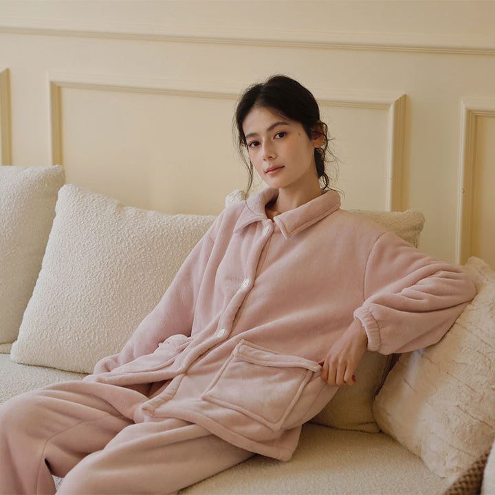 Dame Fleece Oversized jakke med lommer og knaplukning Stilla