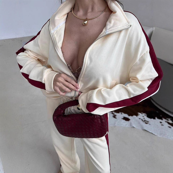 Kvindernes sporty loungewear sæt med moderne lynlås Skovae