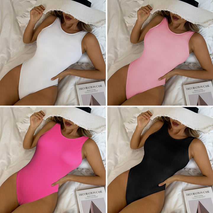 Dame Højskåret Badedragt med Elegant Rib Design Stilla