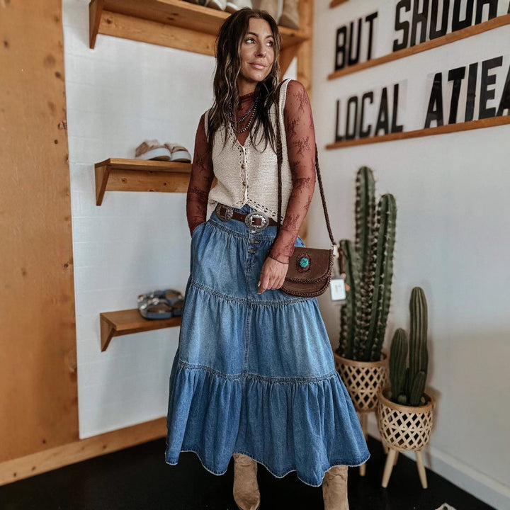 Femme Bohemian Knap-Blyant Maxikjole Stilla