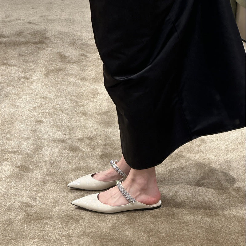 Dame Elegant Spidsesko med Strassdetaljer Stilla