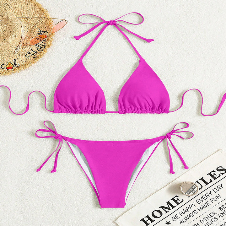 Dame triangel-bikini med raffinerede bindebånd Skovae 1778572922
