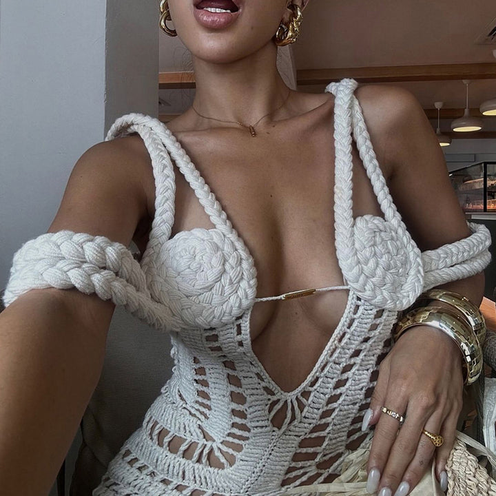 Dame Hækle Bodycon Mini Kjole Stilla