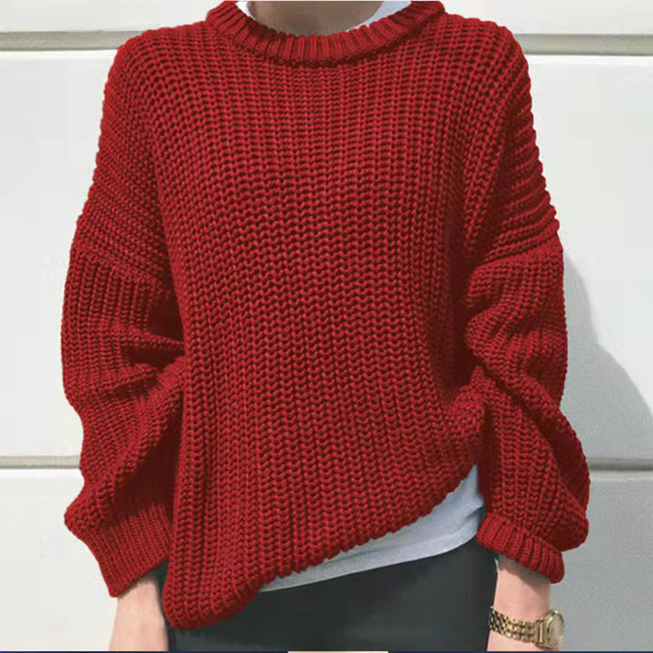 Kvinders afslappede strikket sweater med moderne rib mønster Stilla