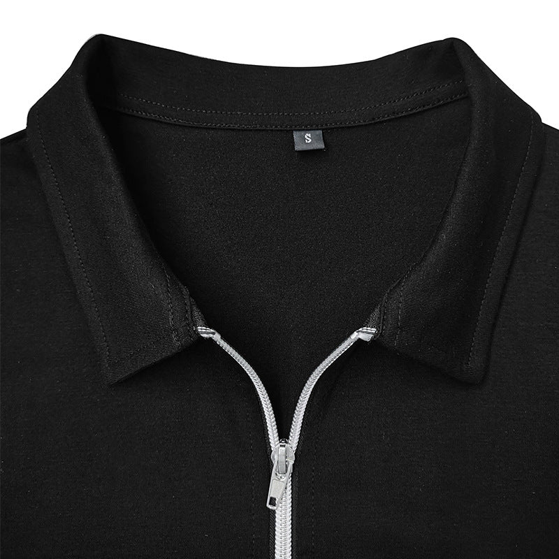 Herren sporty langærmet skjorte med moderne halv lynlås og farveblokdesign Stilla