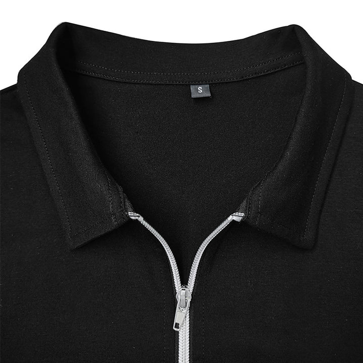 Herren sporty langærmet skjorte med moderne halv lynlås og farveblokdesign Stilla