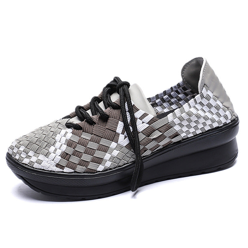 Dame Woven Casual Sneakers med forhøjet sål og åndbart design Stilla