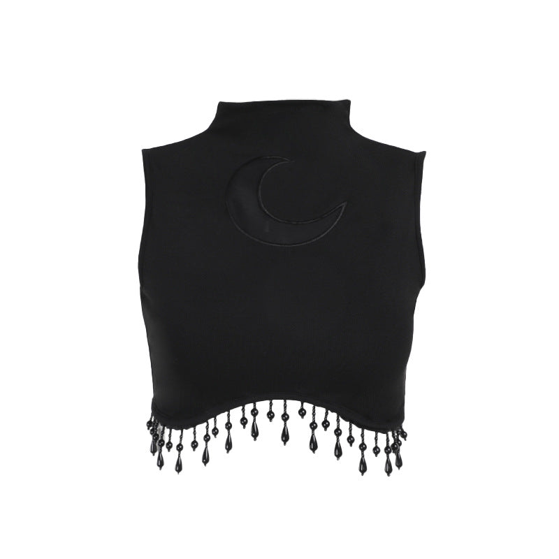Dame elegant Crop-Top med perlepynt Skovae