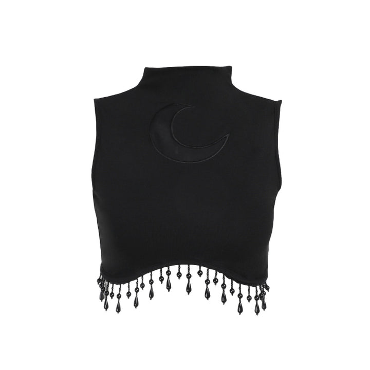 Dame elegant Crop-Top med perlepynt Skovae