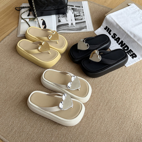 Femme Hjerte-besmykkede Komfort Flip-Flops Stilla