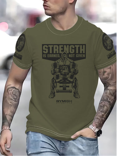 Herrer Fitness-T-shirt med kraftfuldt motiv og komfortabel pasform Stilla