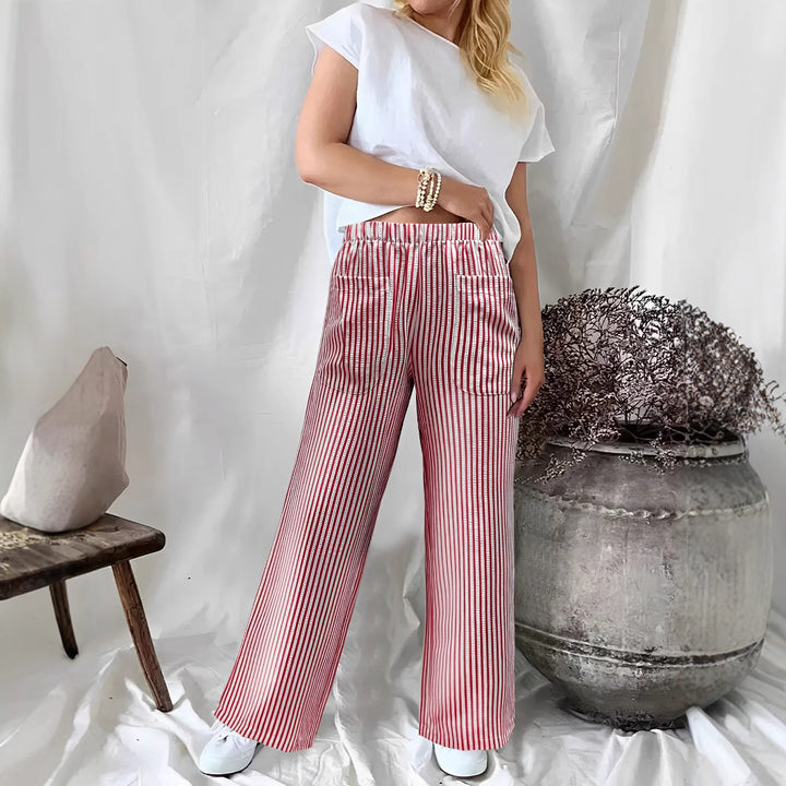 Dame Relaxed Fit Stribet Bukser Stilla