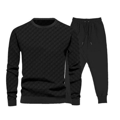 Herrer moderigtigt sweatshirt- og joggingbuks-sæt med struktureret design Stilla