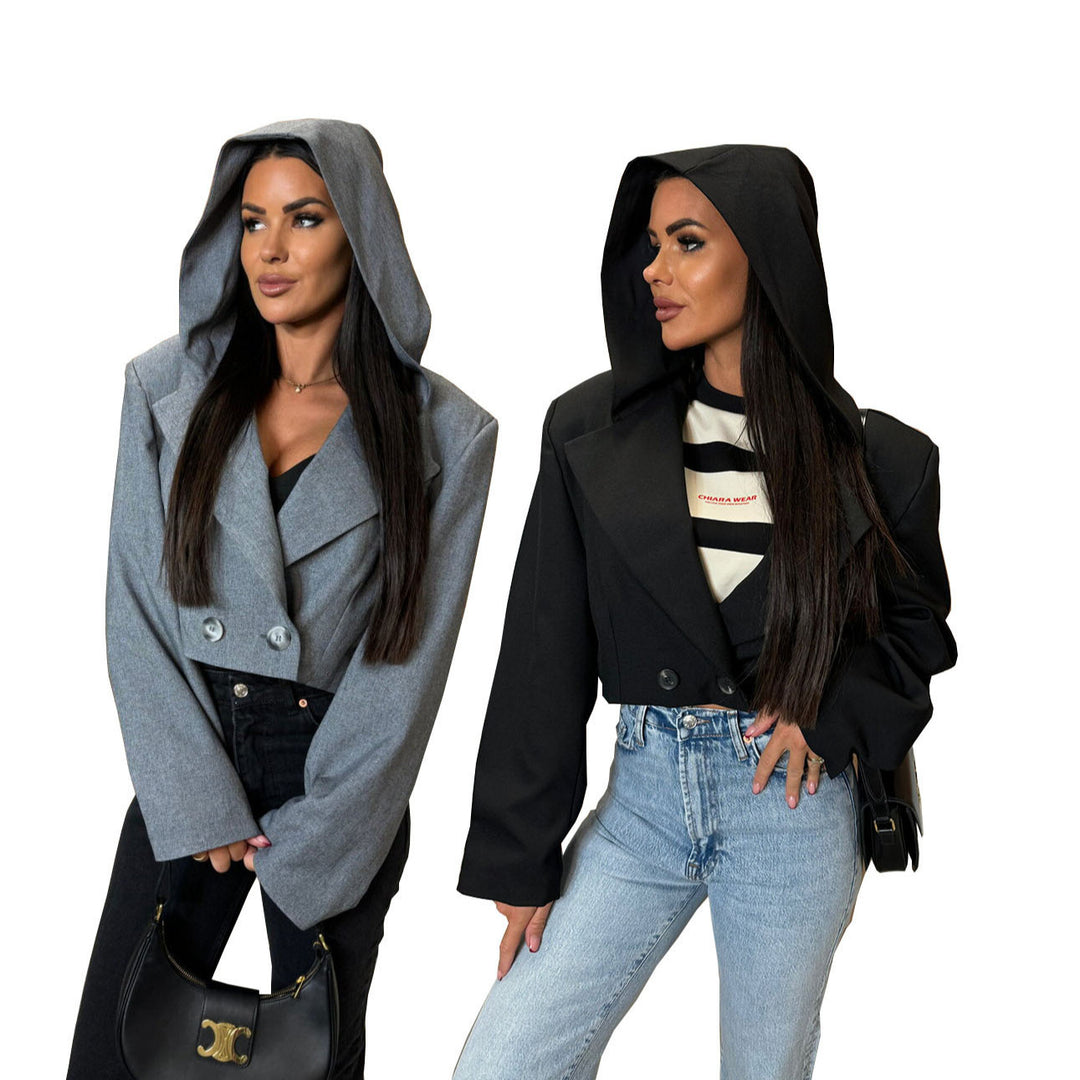 Dame mode cropped Blazerjakke med struktureret snit Stilla