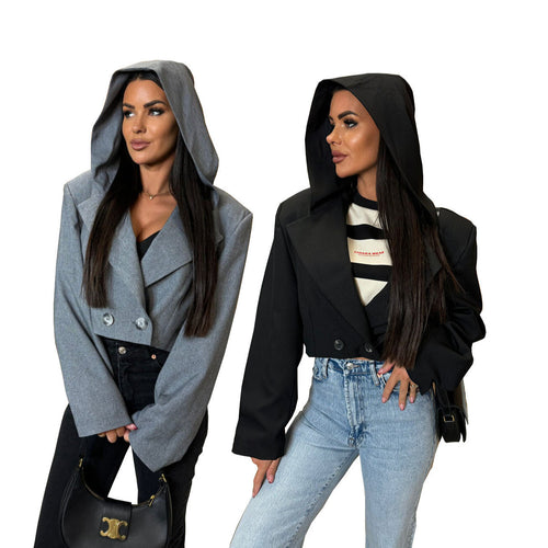 Dame mode cropped Blazerjakke med struktureret snit Stilla