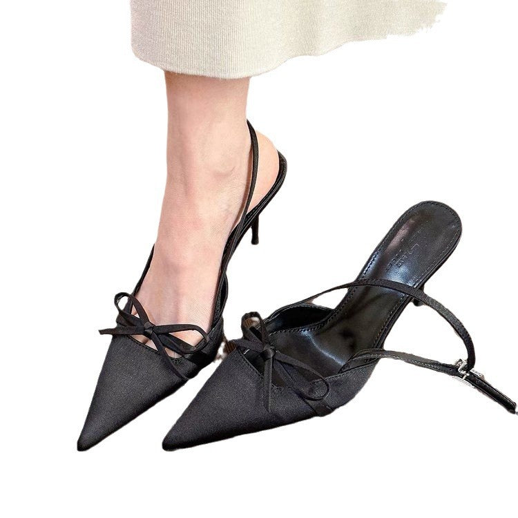 Damer Slingback Pumps med fin bue dekoration og elegant spids Stilla