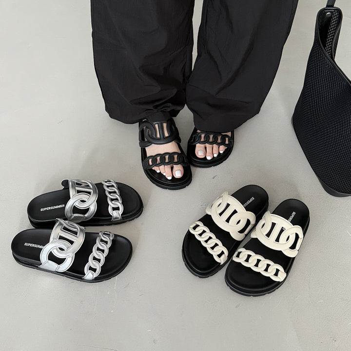 Femme Casual Chunky Rut-sko med kædeaccent Stilla