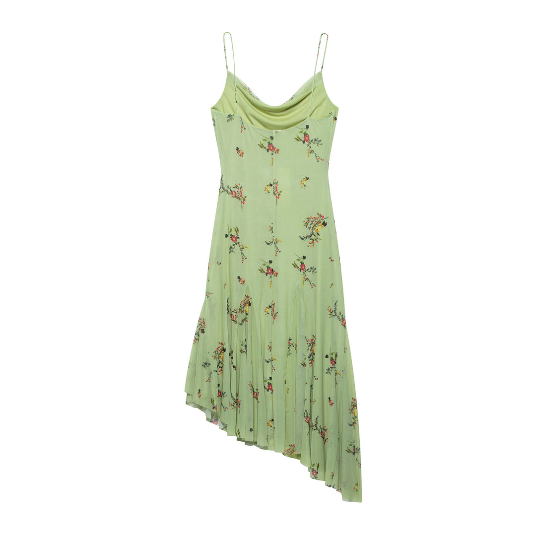 Dame Asymmetrisk Blomsterkjole Maxi med justerbare stropper Stilla